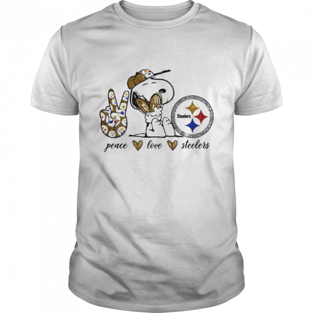 Snoopy peace love Pittsburgh Steelers shirt