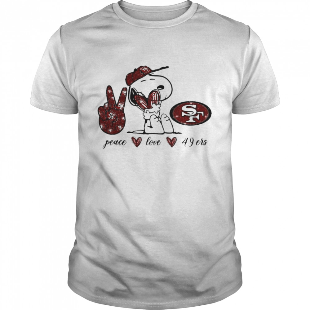 Snoopy peace love San Francisco 49ers shirt