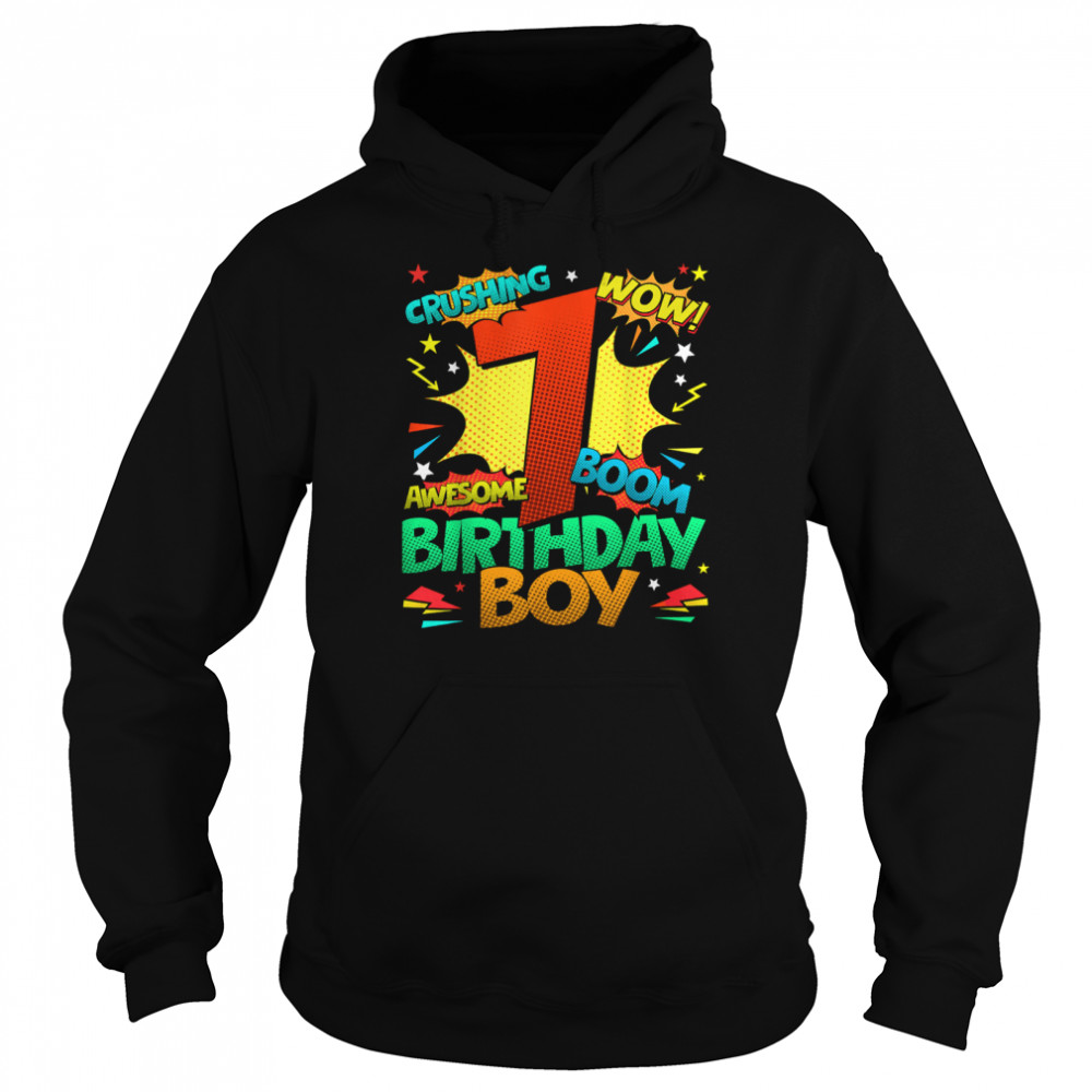 7th Birthday Kids Comic Style Kids Boys 7th Birthday shirt Unisex Hoodie