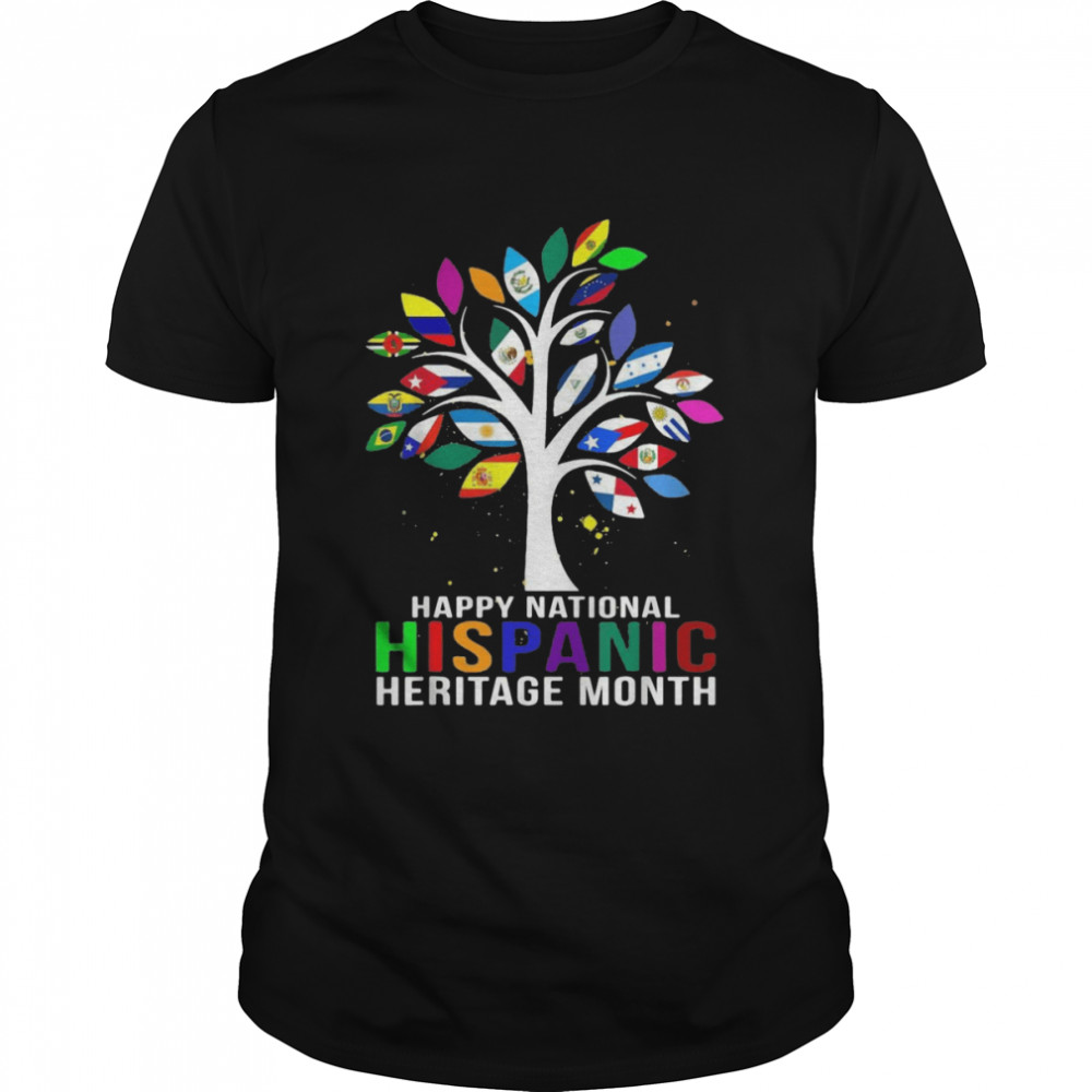 Happy National Hispanic Heritage Month Tree Roots Latino Flag T-shirt
