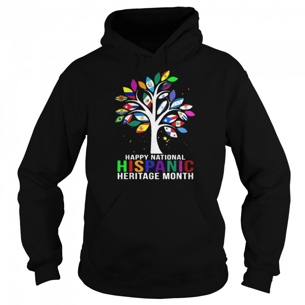 Happy National Hispanic Heritage Month Tree Roots Latino Flag T-shirt Unisex Hoodie