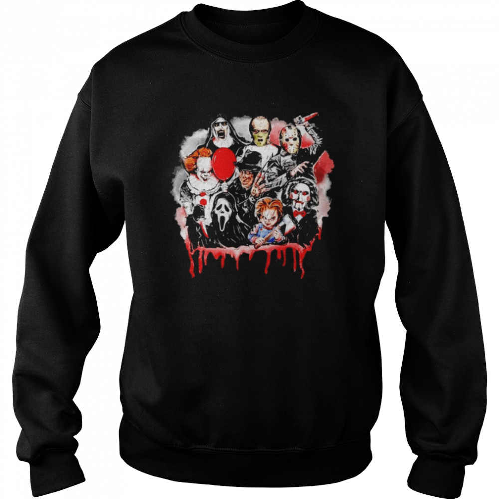 Horror movie characters team Happy Halloween 2021 shirt Unisex Sweatshirt