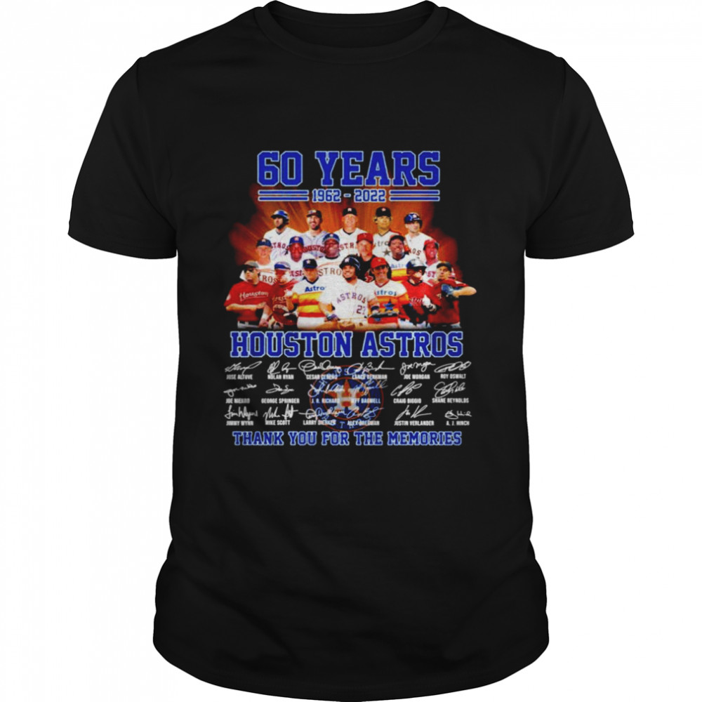 Houston Astros 60 years 1962 2022 thank you for the memories signatures T-shirt