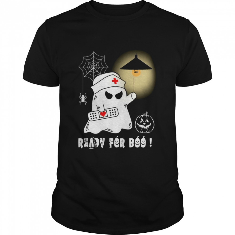 Ready For Boo Ghost Nurse Turn Off Light On Halloween Shirt
