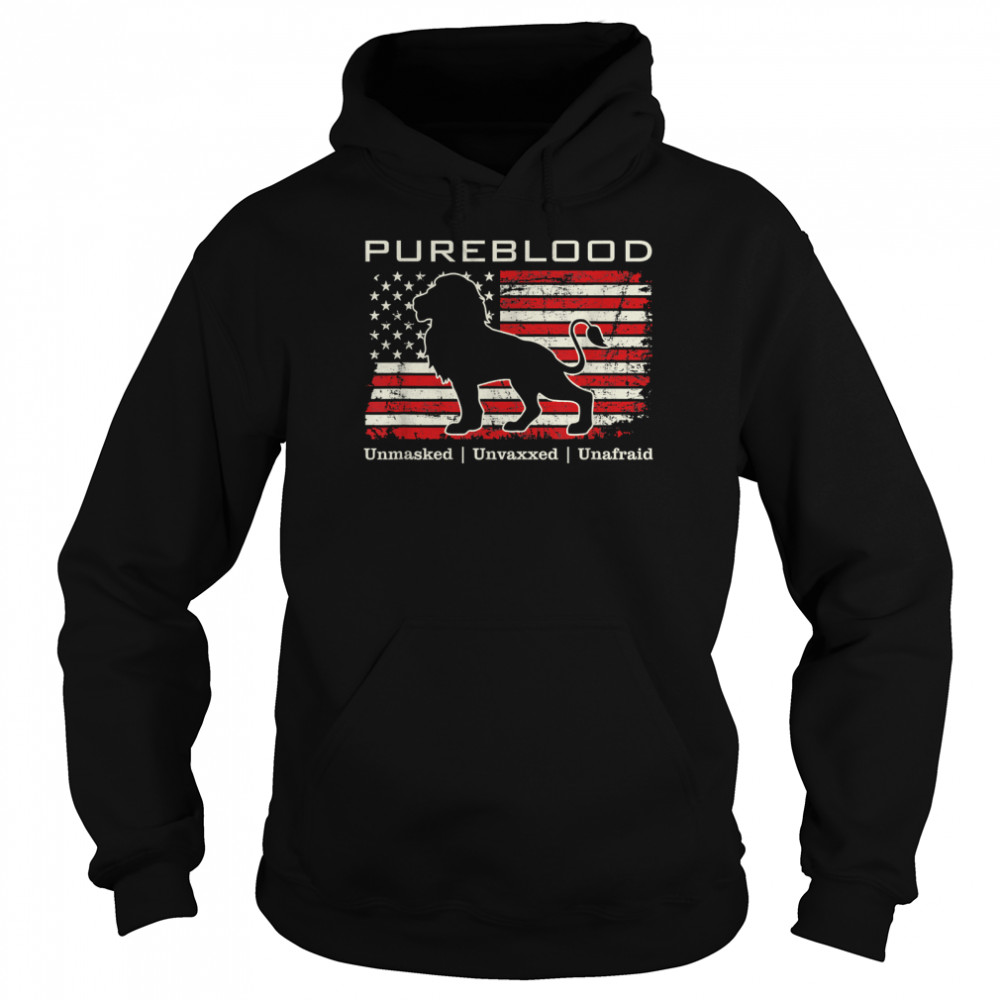 Pureblood Movement #Pureblood Medical Freedom Lion USA Flag  Unisex Hoodie
