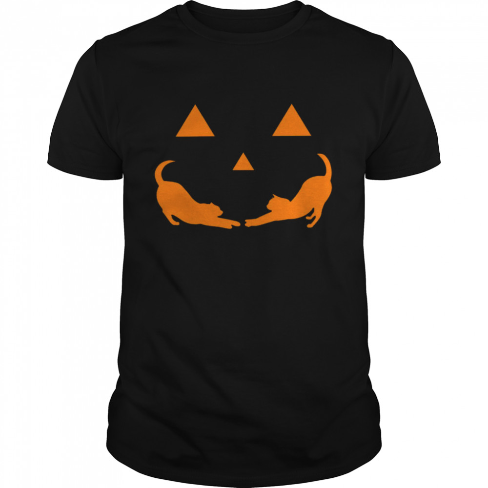 Cat Face Mask Halloween Shirt1