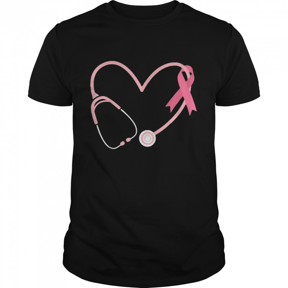 Doctor Nurse Heart Love Pink Ribbon Cute Breast Cancer Gifts T-Shirt
