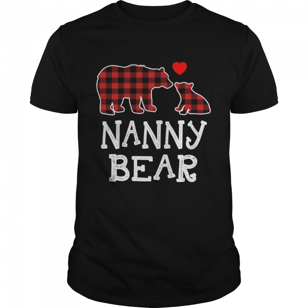 Nanny Bear Buffalo Plaid Christmas Family Pajama Shirt