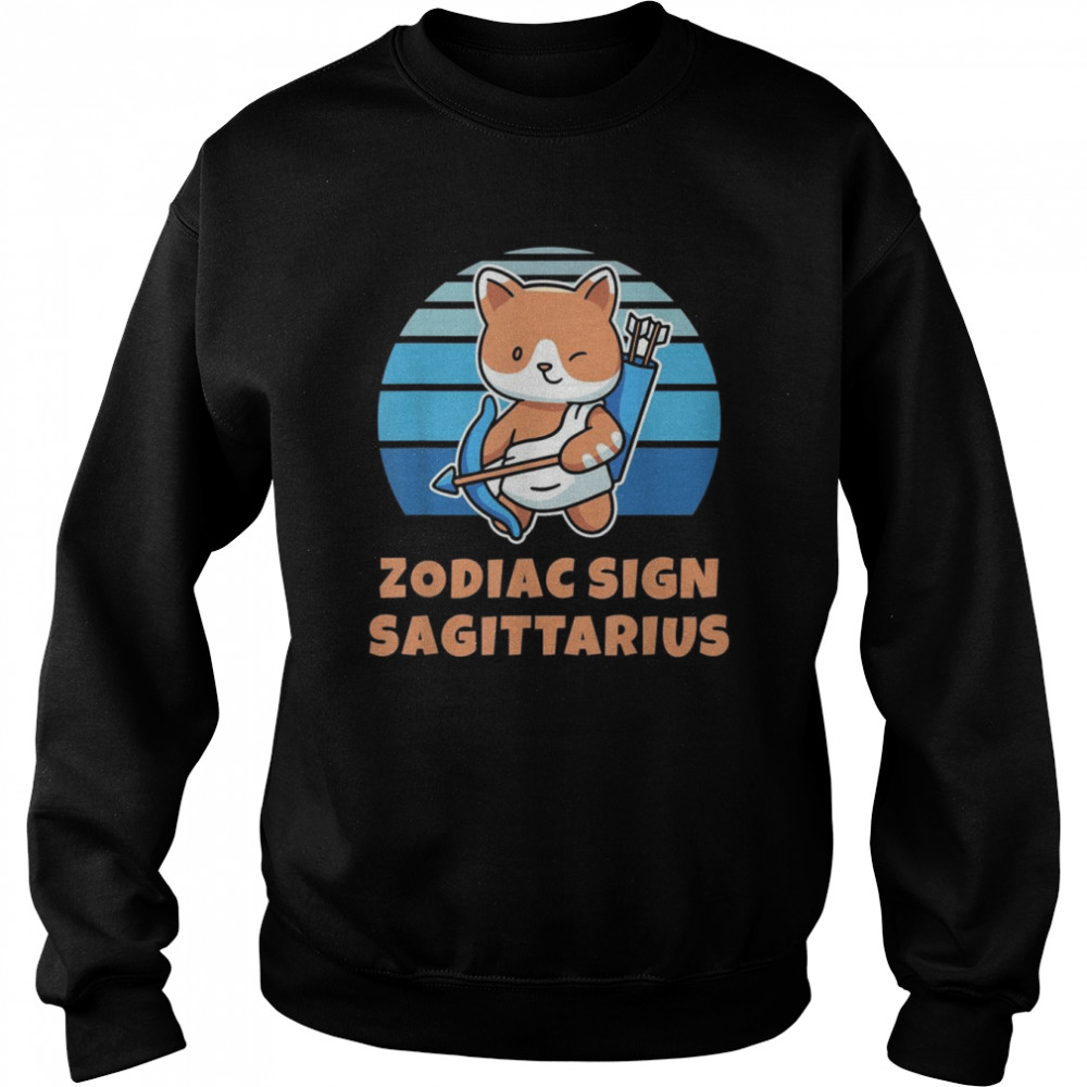 Zodiac Sign Sagittarius Cute Cat Design  Unisex Sweatshirt
