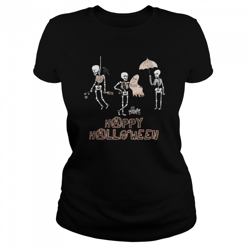 Halloween Skeletons and Spooky Ghosts Halloween Party T-shirt Classic Women's T-shirt