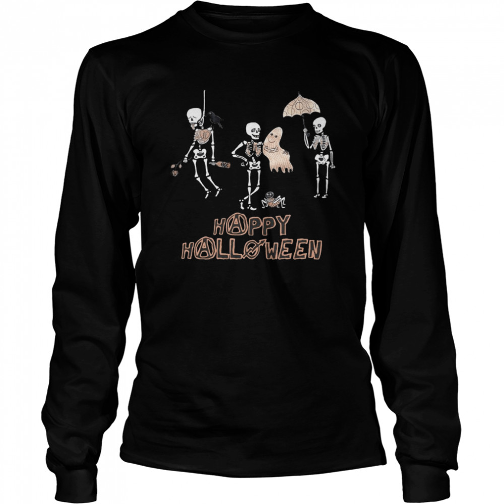 Halloween Skeletons and Spooky Ghosts Halloween Party T-shirt Long Sleeved T-shirt