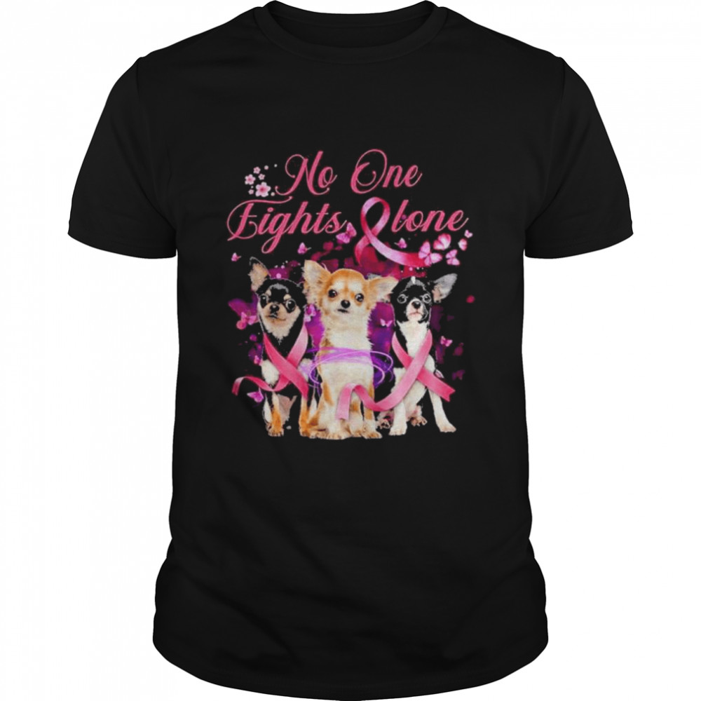 no one fight alone chihuahua breast cancer awareness shirt