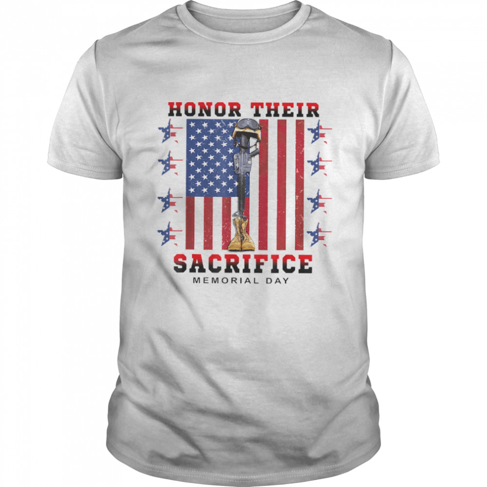 Retro US Flag Combat Boots Honor Their Sacrifice Veteran Day T-Shirt