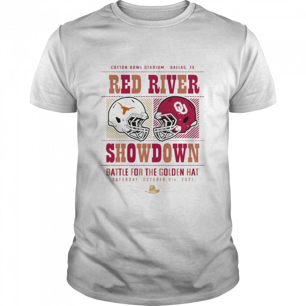 Men Champion White Texas Longhorns vs Oklahoma Sooners 2021 Red River Showdown Match-Up Tri-Blend T-Shirt