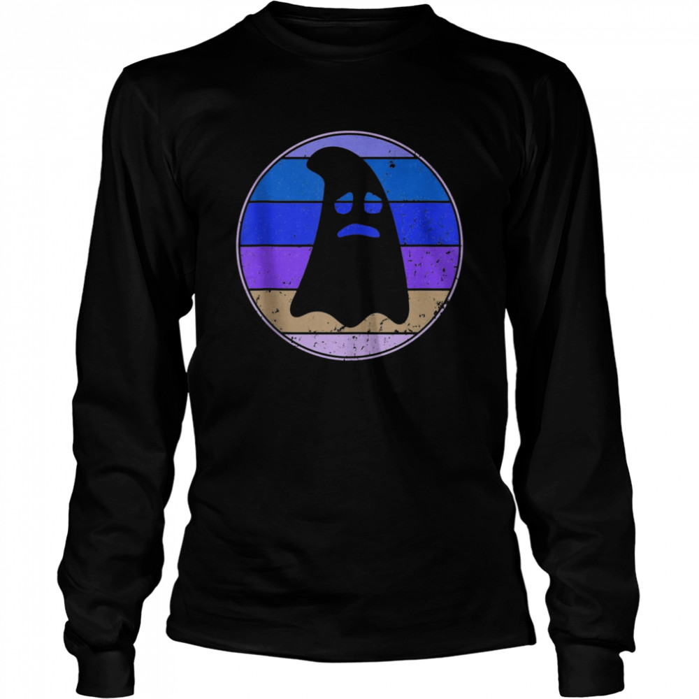 Ghost Halloween Party Retro Sunset 60s 70s  Long Sleeved T-shirt