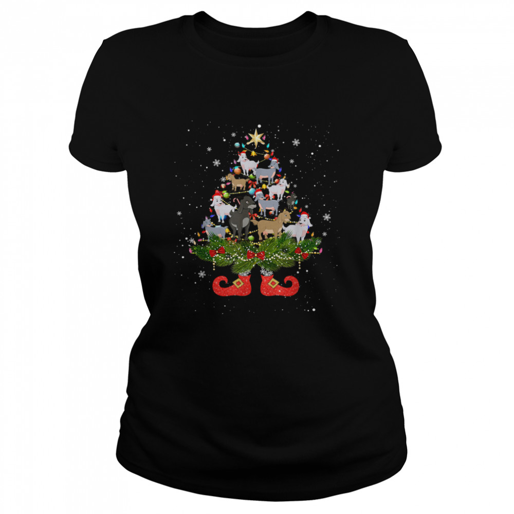 Goats Christmas Tree Lights Funny Santa Hat Lover T- Classic Women's T-shirt
