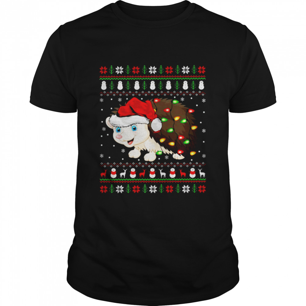 Hedgehogs Xmas Lighting Santa Ugly Hedgehog Christmas Shirt