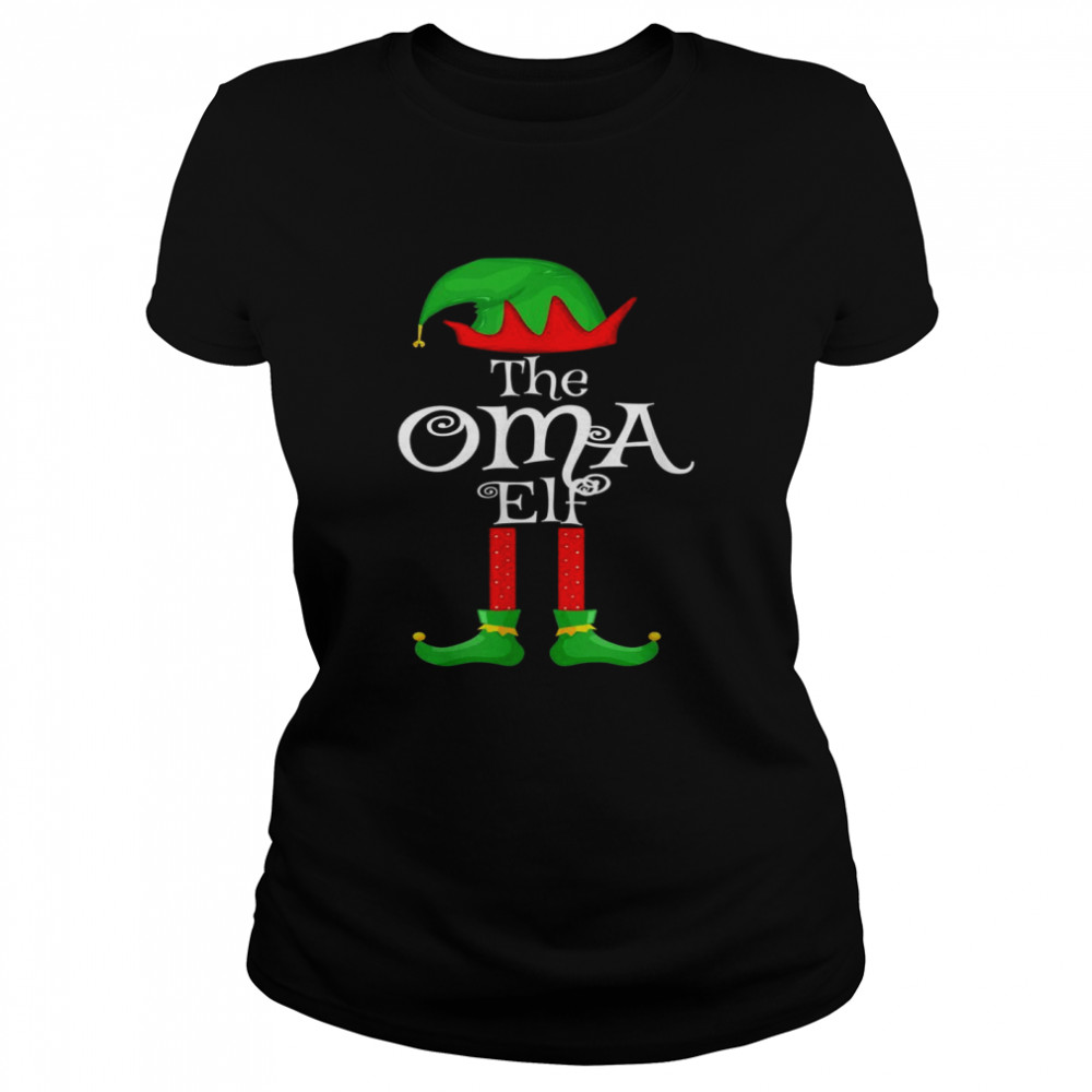 Oma Elf Matching Family Group Christmas Party Pajama  Classic Women's T-shirt