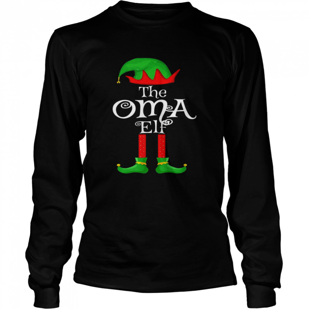 Oma Elf Matching Family Group Christmas Party Pajama  Long Sleeved T-shirt