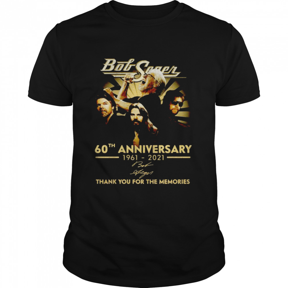 Official Bob Seger 60th anniversary 1961 2021 Signature Thank You Tee Shirt