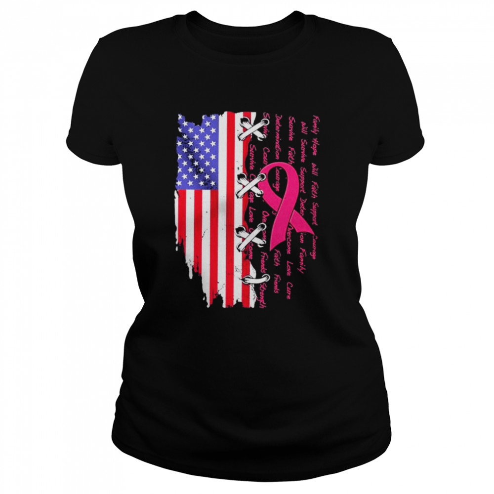 Trending Breast cancer awareness family hope will faith support American flag shirt Classic Women's T-shirt