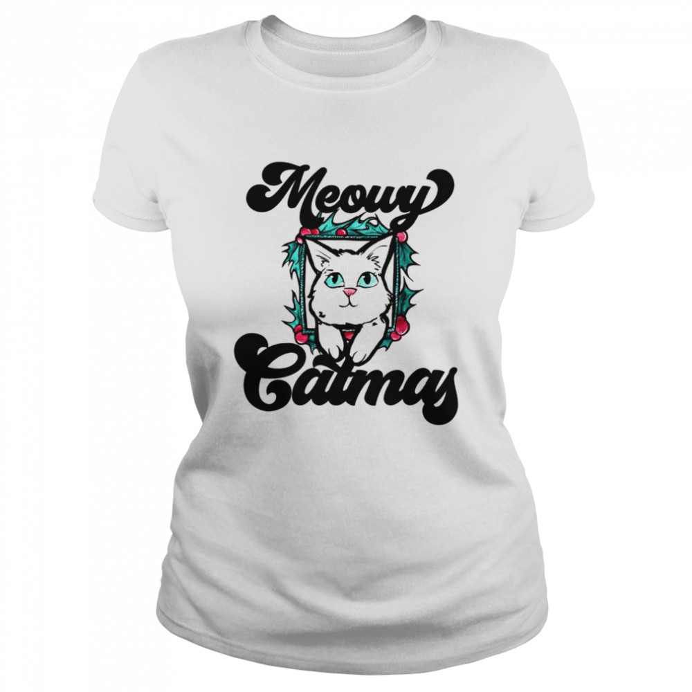 Meowy Catmas White Kitty Christmas  Classic Women's T-shirt