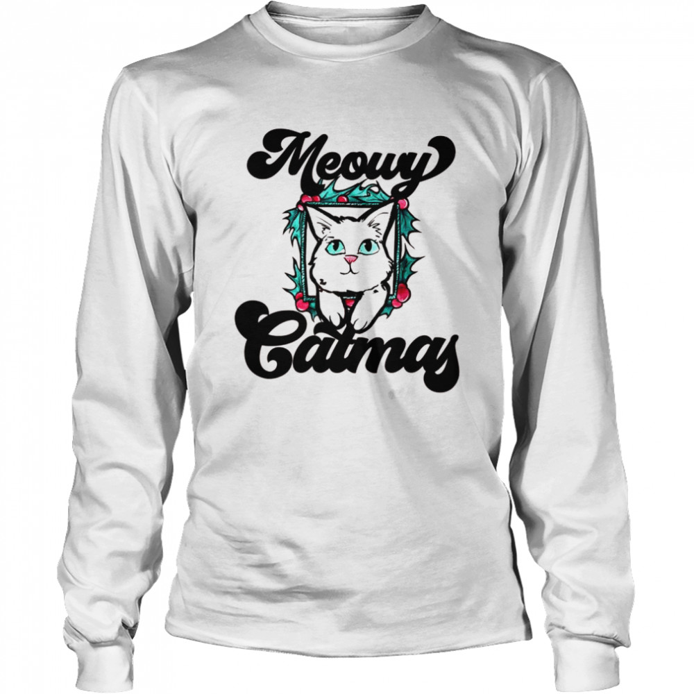 Meowy Catmas White Kitty Christmas  Long Sleeved T-shirt