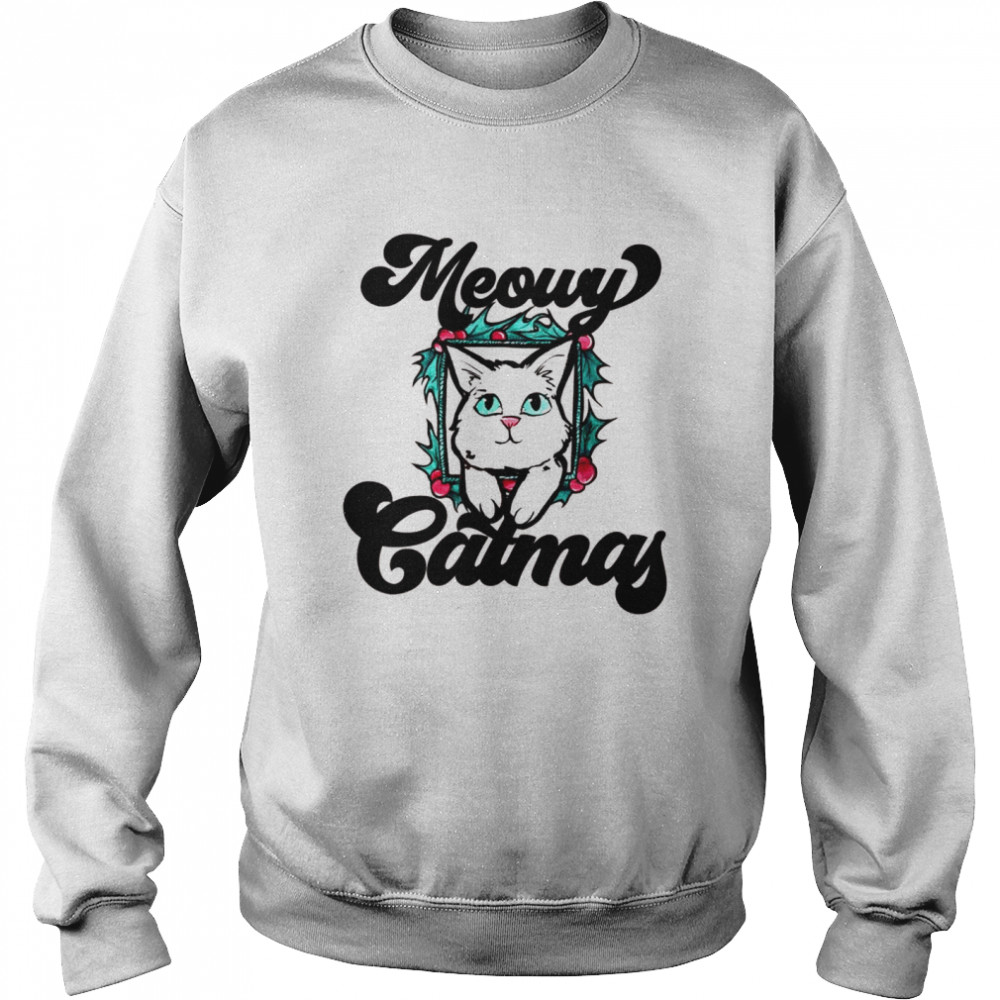 Meowy Catmas White Kitty Christmas  Unisex Sweatshirt