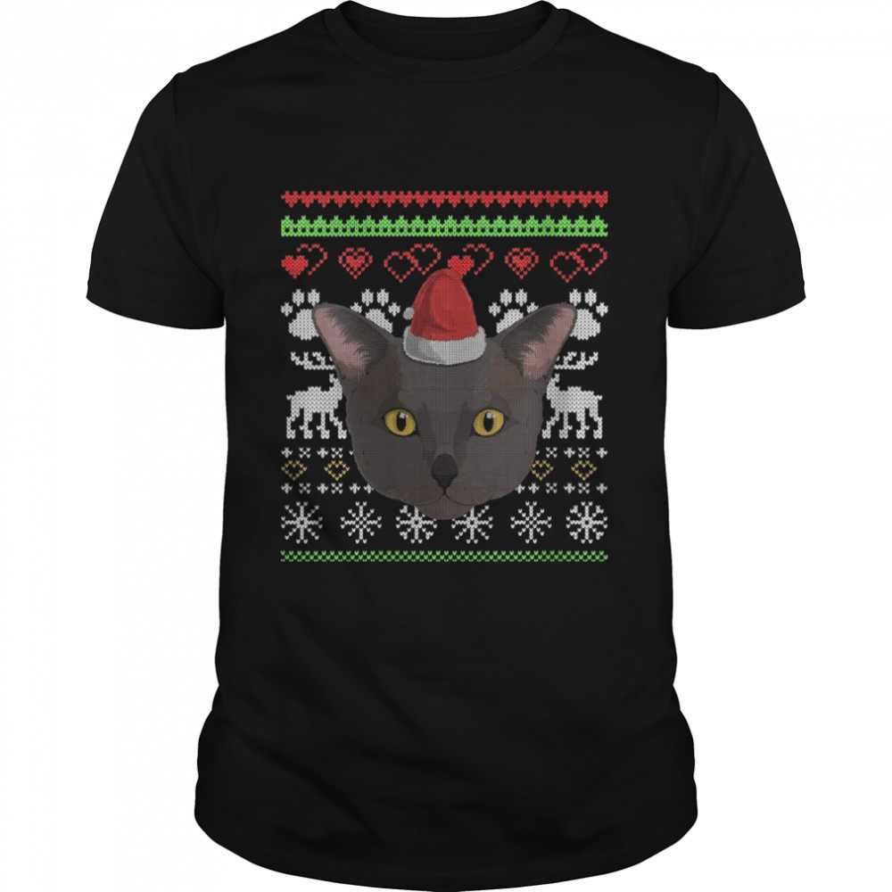 Burmese Cat Kitty Santa Claus Ugly Christmas Pattern Shirt