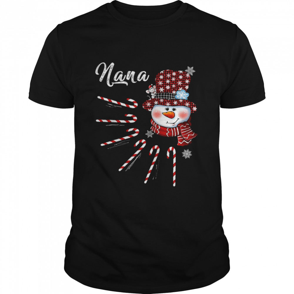 Grandma Snowman Candy Cane Christmas Nana Shirt