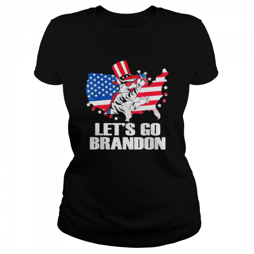 Lets Go Brandon Cat Conservative US Flag shirt Classic Women's T-shirt