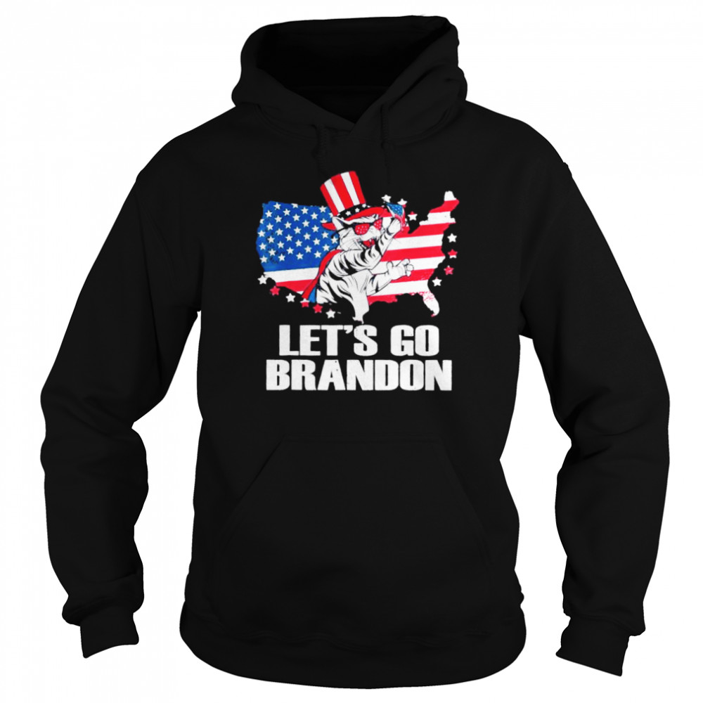 Lets Go Brandon Cat Conservative US Flag shirt Unisex Hoodie