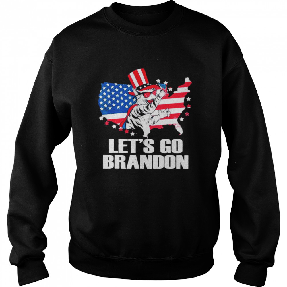 Lets Go Brandon Cat Conservative US Flag shirt Unisex Sweatshirt