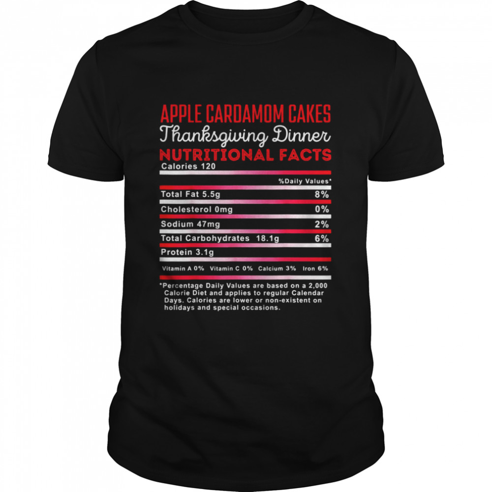 Apple Cardamom Cakes Thanksgiving Nutritional Facts Fun Food Shirt