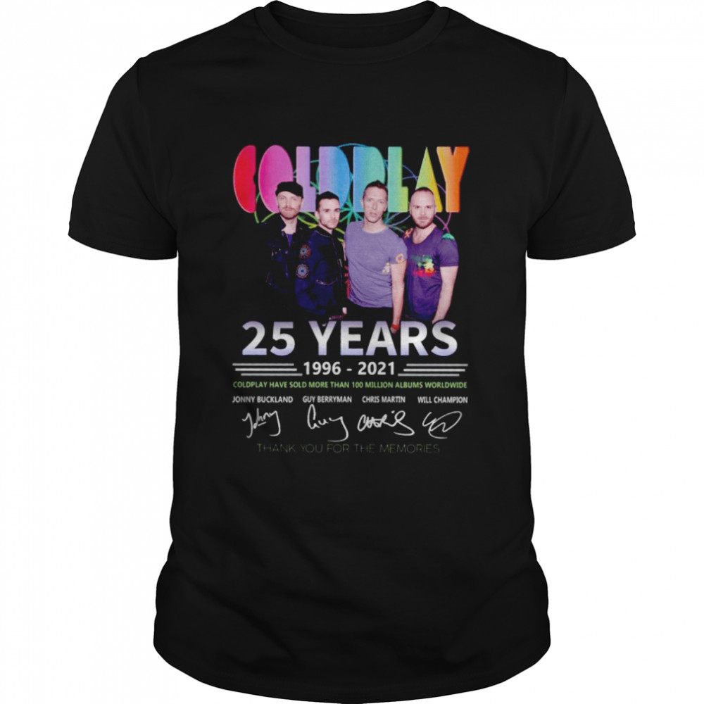 Thank You Coldplay 25 years 1996 2021 Signatures Tee Shirt