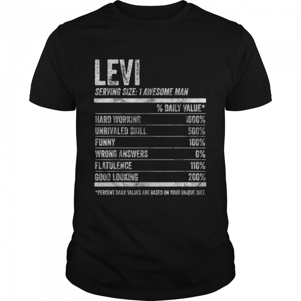 Mens Levi Nutrition Personalized Name Shirt Funny Name Facts T-Shirt B09K1VDQR5