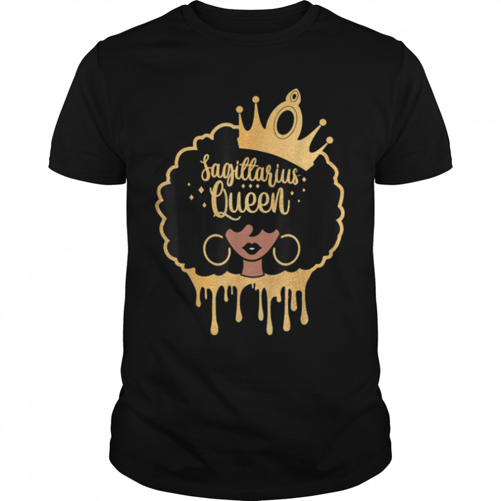 Sagittarius Queen Funny Birthday Gift for Black Women Girl T-Shirt B09JPJ4CQB