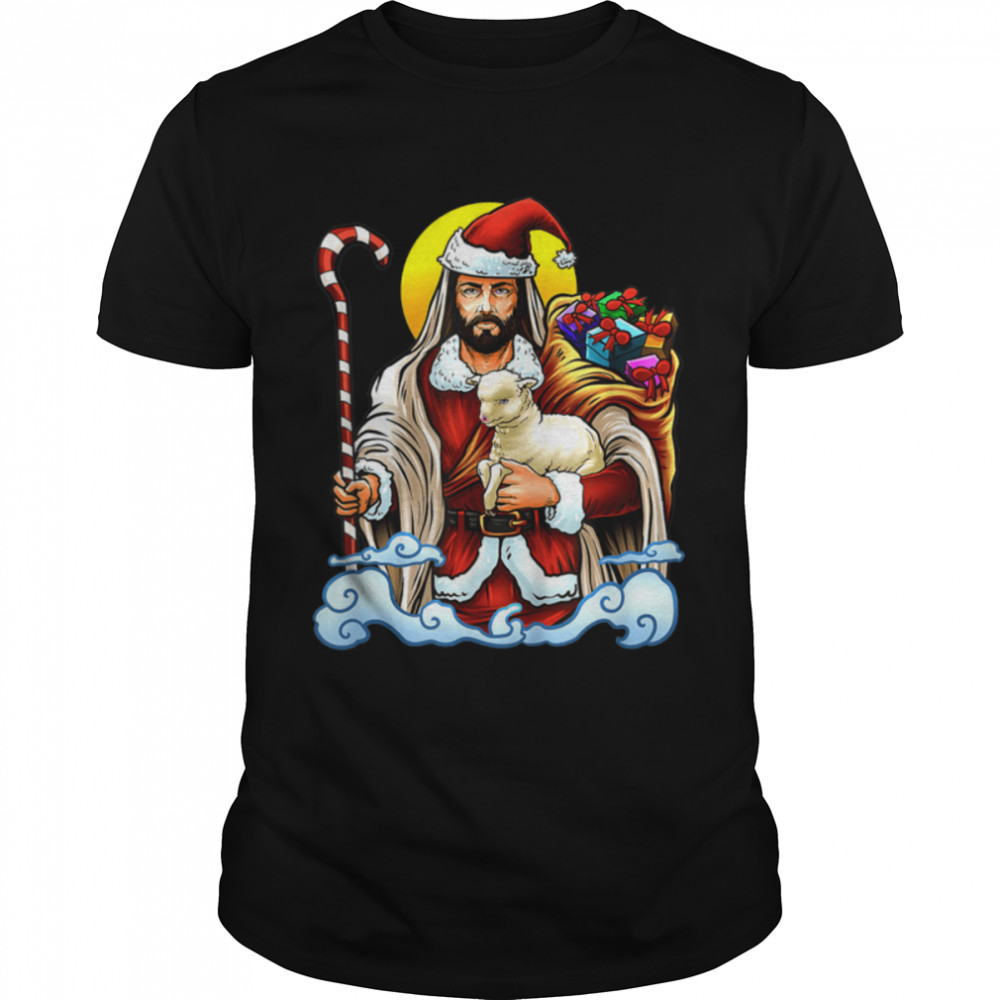 Santa Jesus Christmas Christian Nativity Shirt Holiday Xmas T-Shirt B09K3VGHHV
