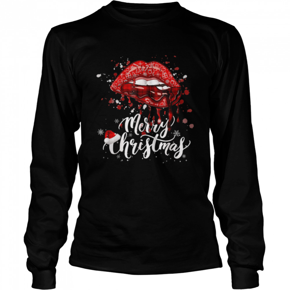 Sexy Lips Cool Xmas Eve Day Pajamas Cute For Merry Christmas T- B09K3DQ7C2 Long Sleeved T-shirt