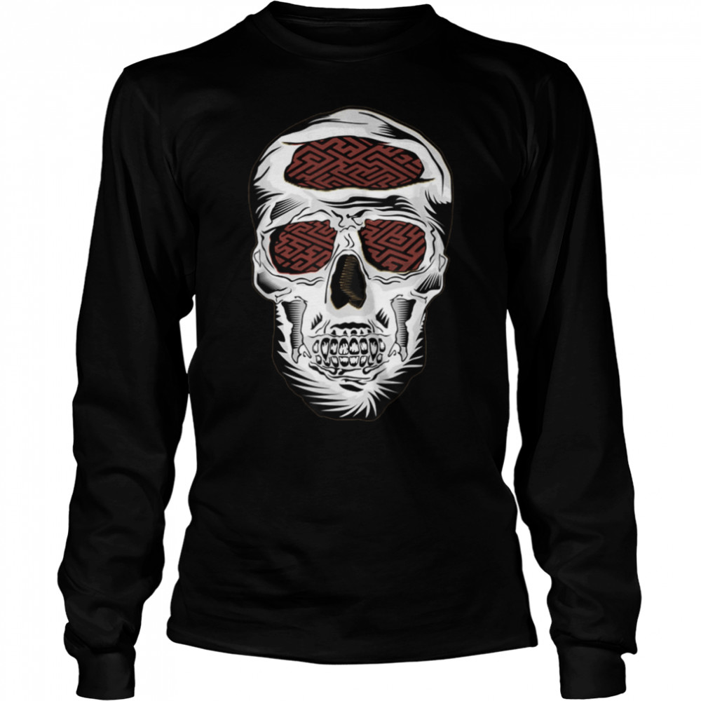 Skull Maze - Color Skeleton - Vintage Halloween Skull T- B09JZQQX5W Long Sleeved T-shirt