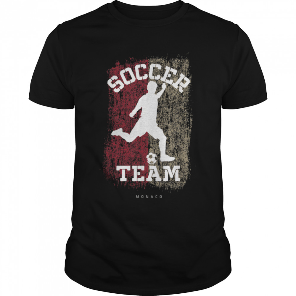 Soccer Monaco Flag Football Team Soccer Player T-Shirt B09JPDPB3T