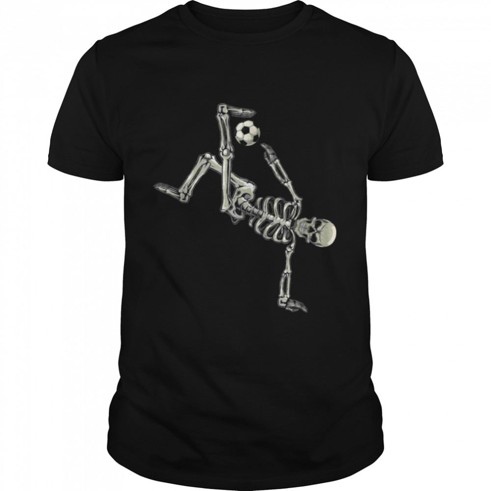 Soccer Skeleton Halloween Men Boys Soccer Player Halloween T-Shirt B09JNYSCS8