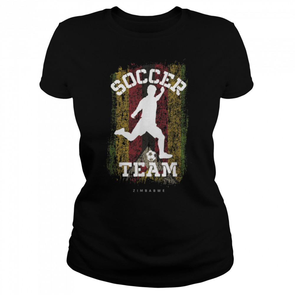 Soccer Zimbabwe Flag Football Team Soccer Player T- B09JPDV3QQ Classic Women's T-shirt