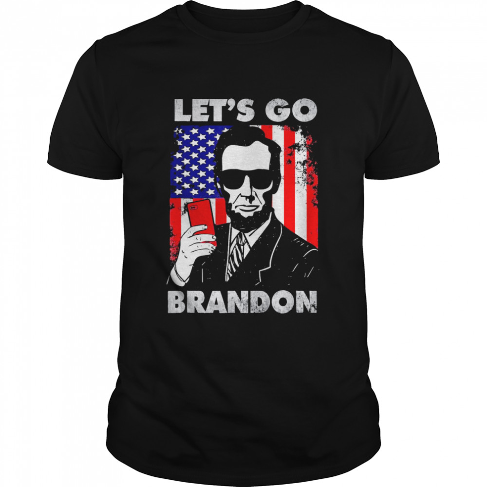 Let’s go brandon abraham lincoln American flag distressed American flag shirt