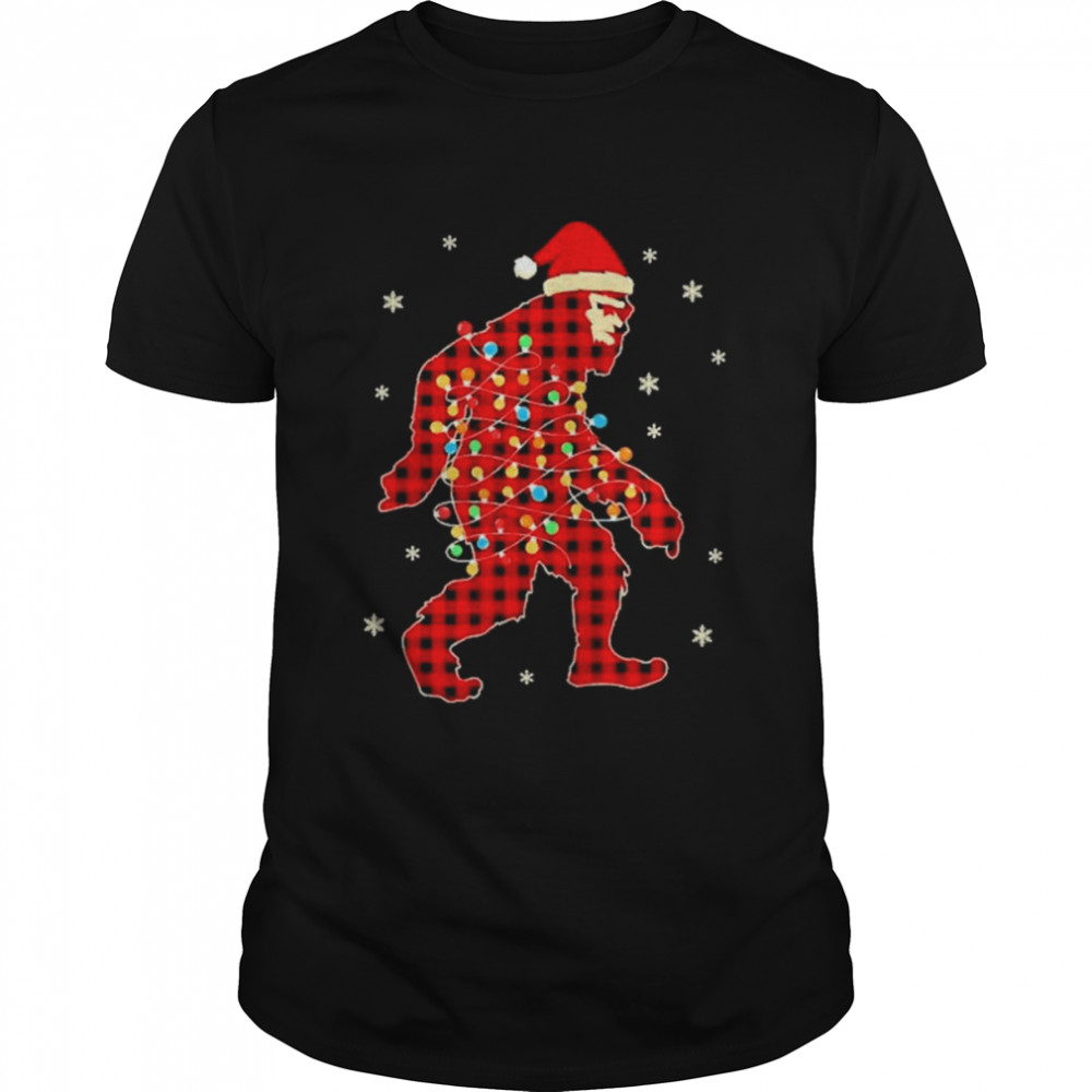 Red Plaid Bigfoot Christmas Lights shirt