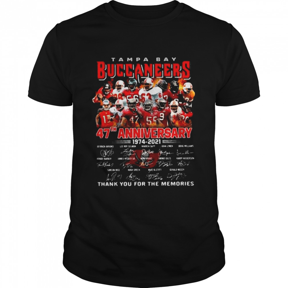 Tampa Bay Buccaneers 47th anniversary 1974-2021 thank you for the memories signatures shirt