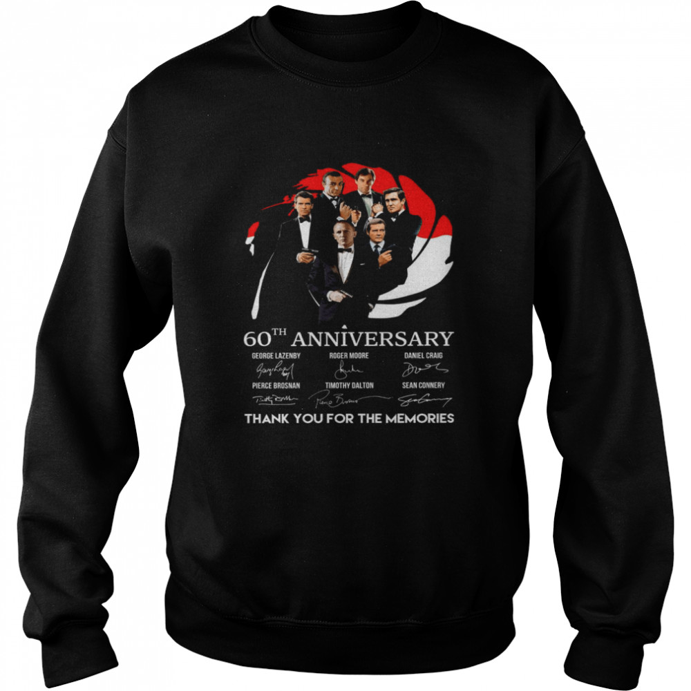 James Bond 007 60th Anniversary George Lazenby Roger Moore Thank You For The Memories  Unisex Sweatshirt
