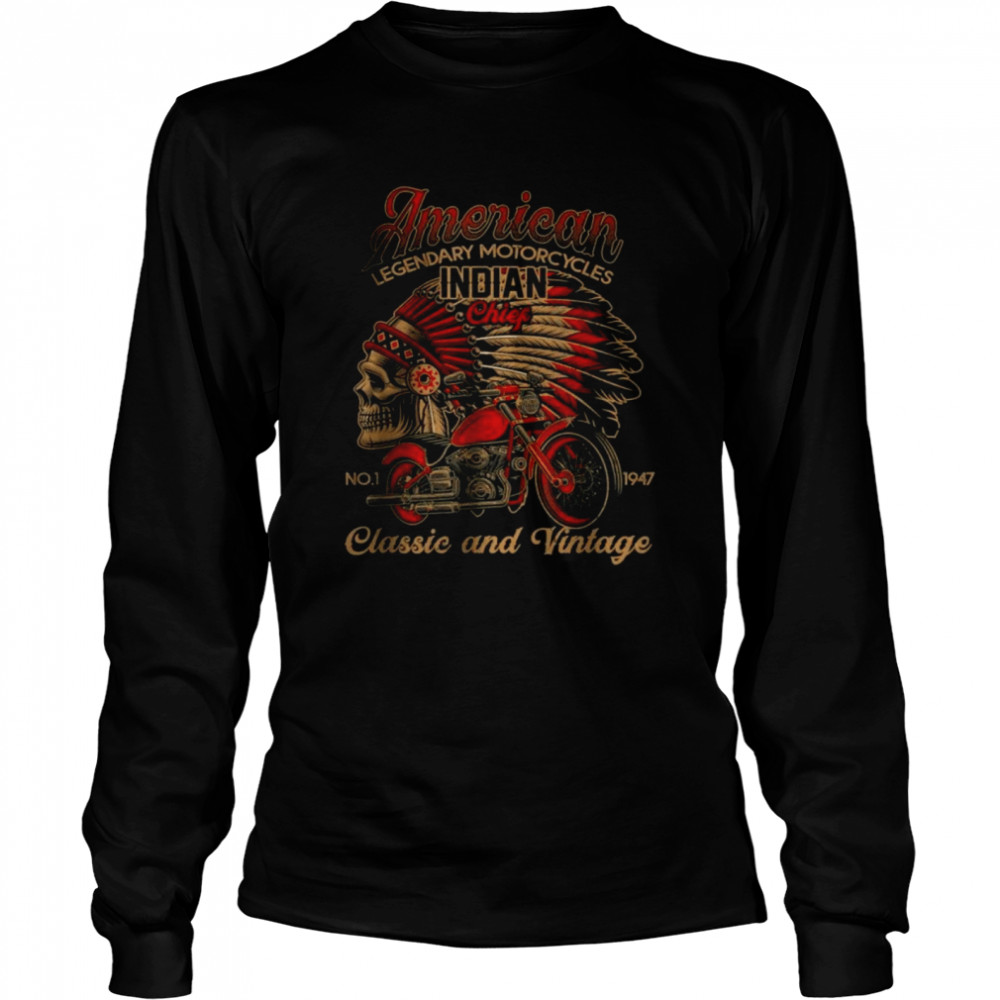 Retro Vintage American Motorcycle Indian for Old Biker T- Long Sleeved T-shirt
