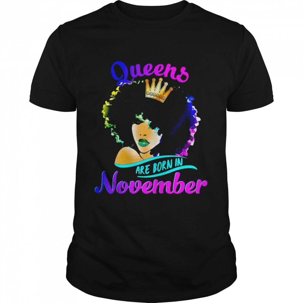 Queens Are Born In November Black Scorpius Birthday Shirt