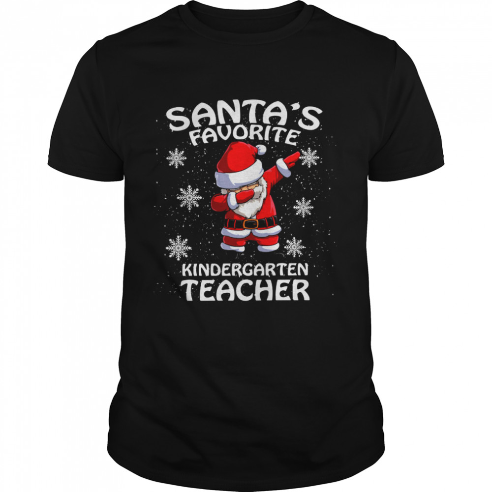 Santa’s Favorite Kindergarten Teacher Merry Christmas Shirt